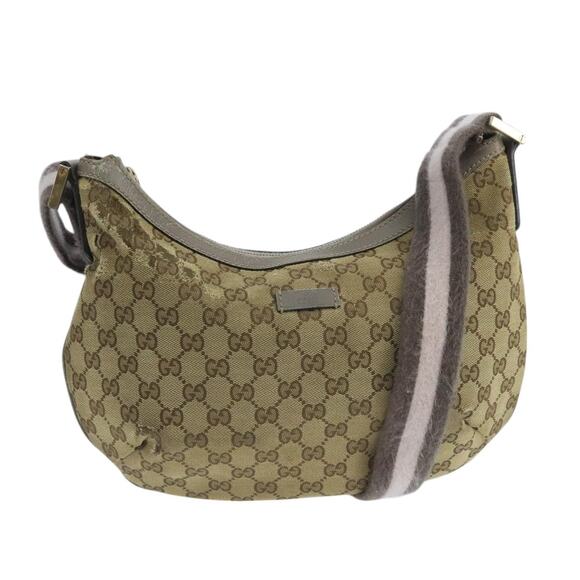 GUCCI Sherry Line GG Canvas Shoulder Bag Beige Gray Pink - Picture 1 of 16